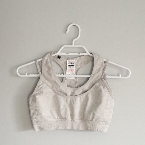 Gymshark Women's Sz M Grey Vital Rise Medium Support Keyhole Stretch Sports Bra - Picture 1 of 8